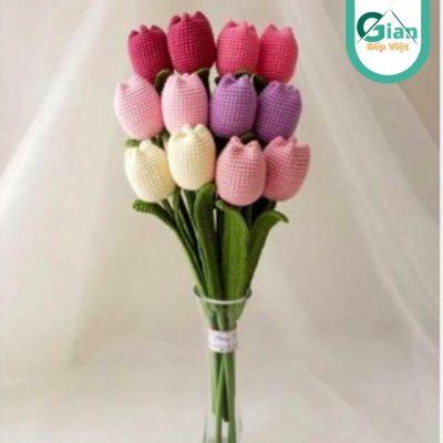 làm tulip bằng len nhiều màu